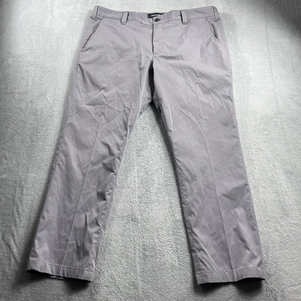 Bluffworks Ascender Chino‎ Pants Mens 38x28* Regular Fit Travel Dress Zip Pocket